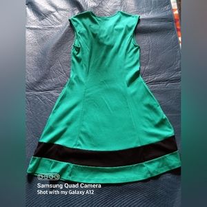 Green and Black Flare A-line  Flirty Dress